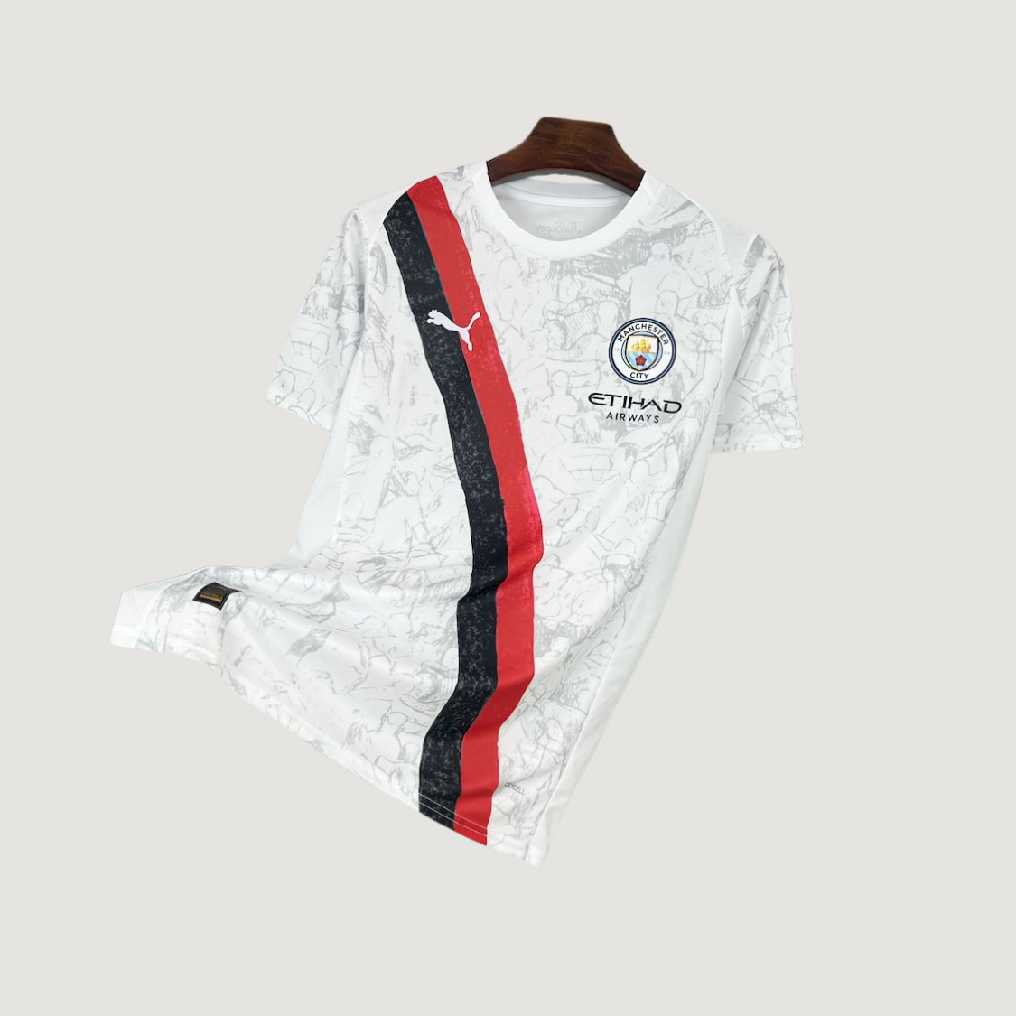 Manchester City – Maillot Édition Spécial 2025/26 – Blanc, Bandes Rouge,Noir