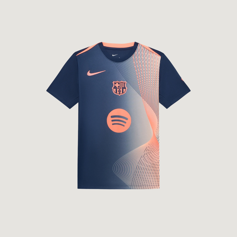 FC Barcelone – Maillot Pre-Match 25/26 – Bleu Marine, Orange