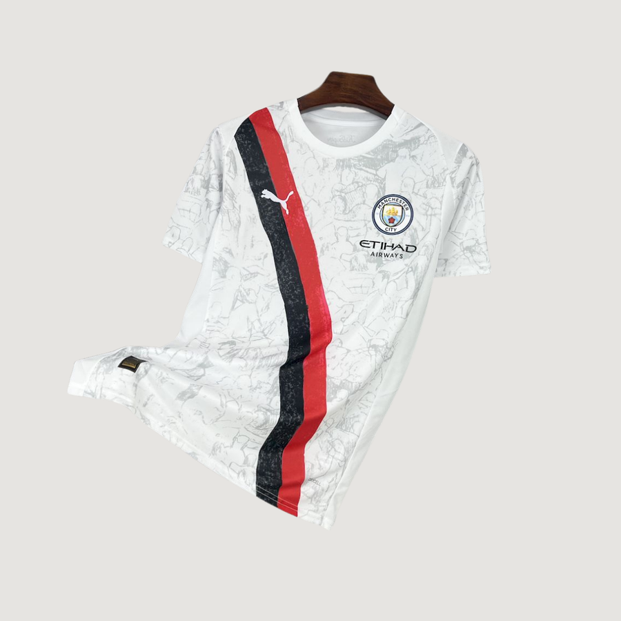 Manchester City – Maillot Édition Spécial 2025/26 – Blanc, Bandes Rouge,Noir