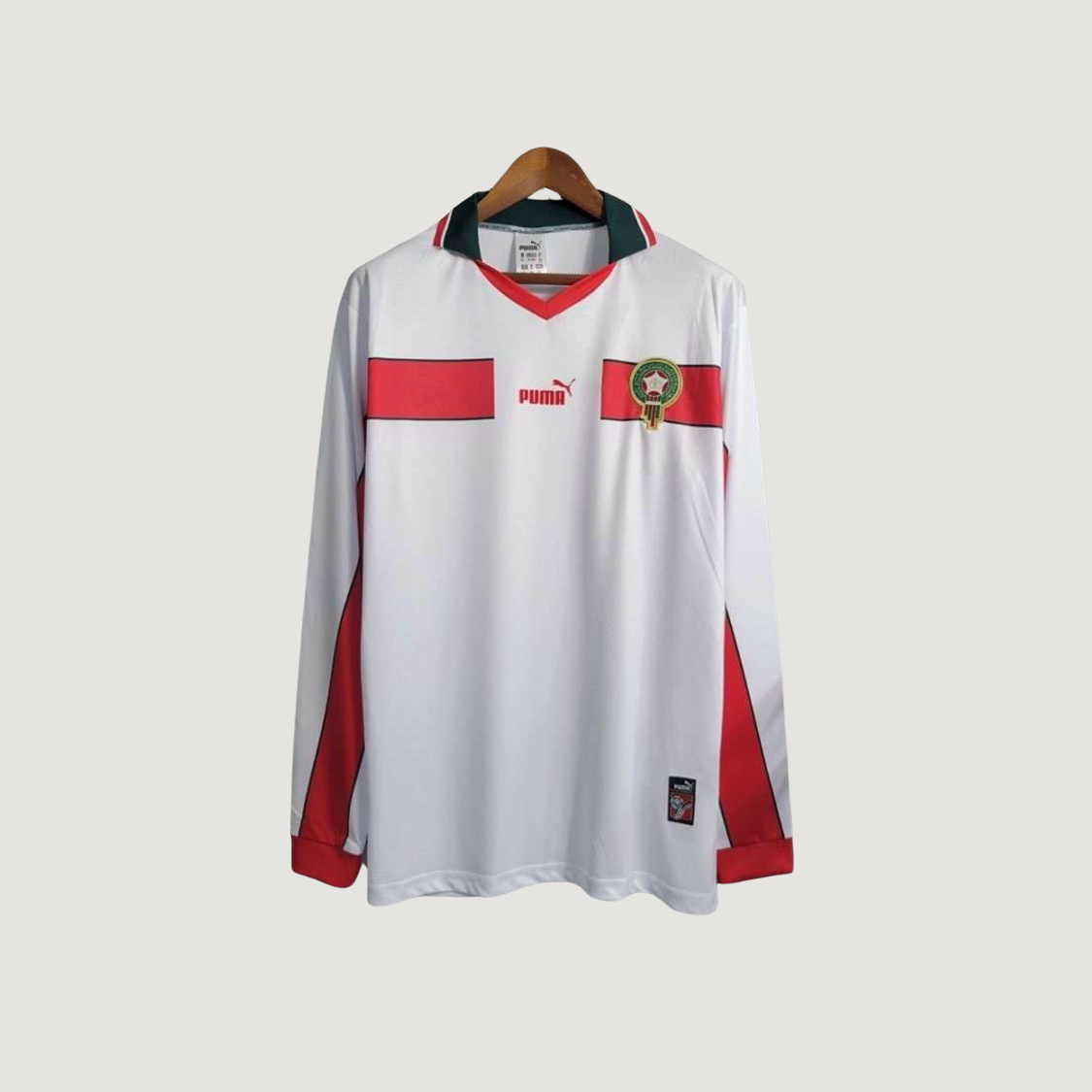 Maroc – Maillot Retro 1998 Extérieur Manches Longues – Blanc