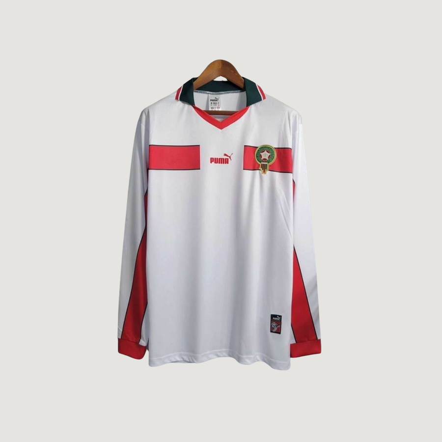 Maroc – Maillot Retro 1998 Extérieur Manches Longues – Blanc